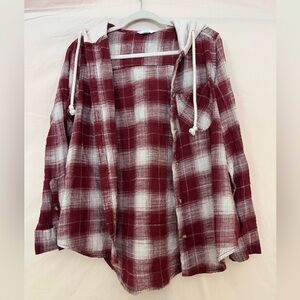 Flannel Shacket with Hood